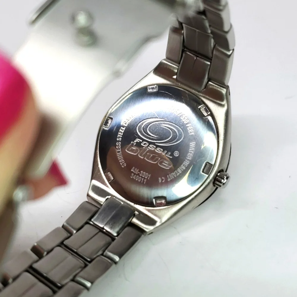 Fossil Blue Watch AM3301 Silver Watch Silver Wristband Silver Face Watch